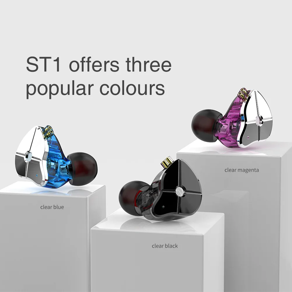 New TRN ST1 Ergonomic Wired Earplug Headset Detachable In Ear Eeaphone HiFi DJ Monitor Running Sport Earphone With Mic 