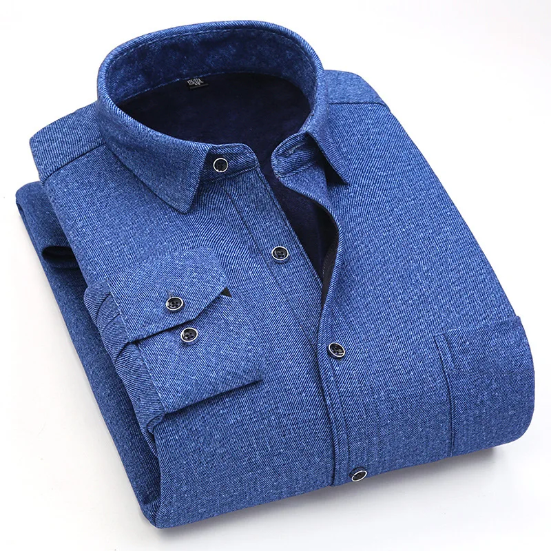 Клетчатая теплая рубашка мужская с длинным рукавом бизнес досуг Зима плюшевая утолщенная рубашка для среднего возраста N5206 - Цвет: 331