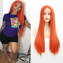 Парики из натуральных волос ярко-розового и оранжевого цветов, длинные прямые синтетические парики на кружеве, жаропрочные, лучшее качество, вечерние парики для косплея, 26 дюймов