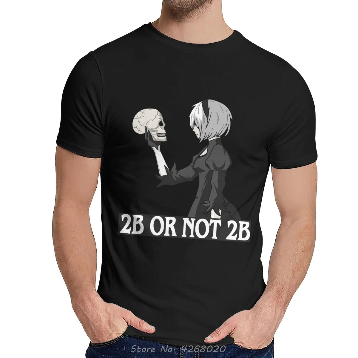 Summer Men Cotton T-shirt NieR Automata 2B Or Not YoRHa Game Soft Slim New O-neck Vintage Tshirt Tees Harajuku | Мужская одежда