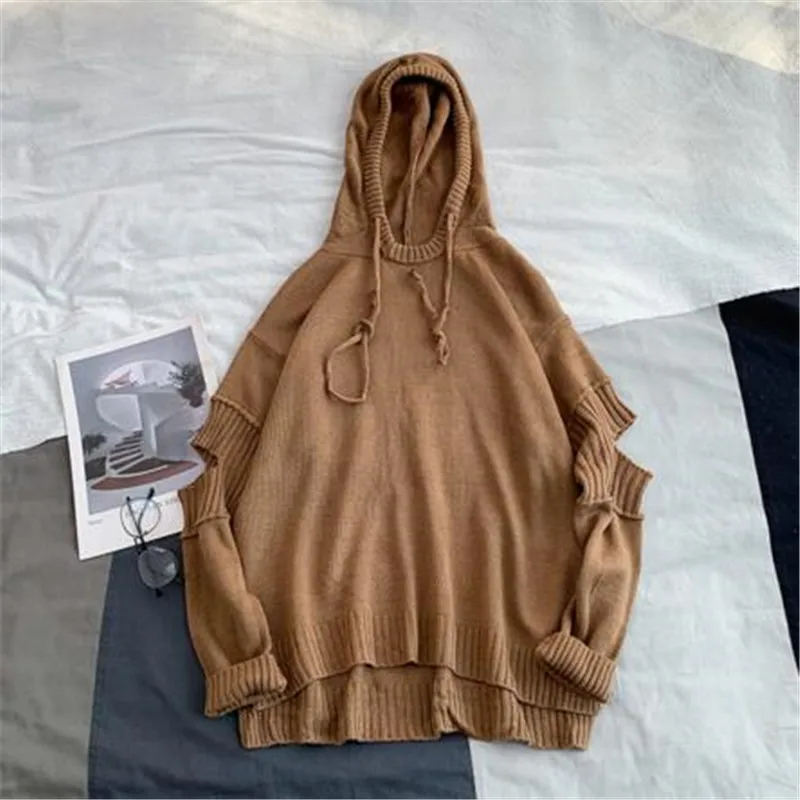 Pull homme толстовки с капюшоном, свитер для мужчин с длинным рукавом, мужские свитера-худи, повседневный Свободный вязаный пуловер для мужчин - Цвет: Хаки