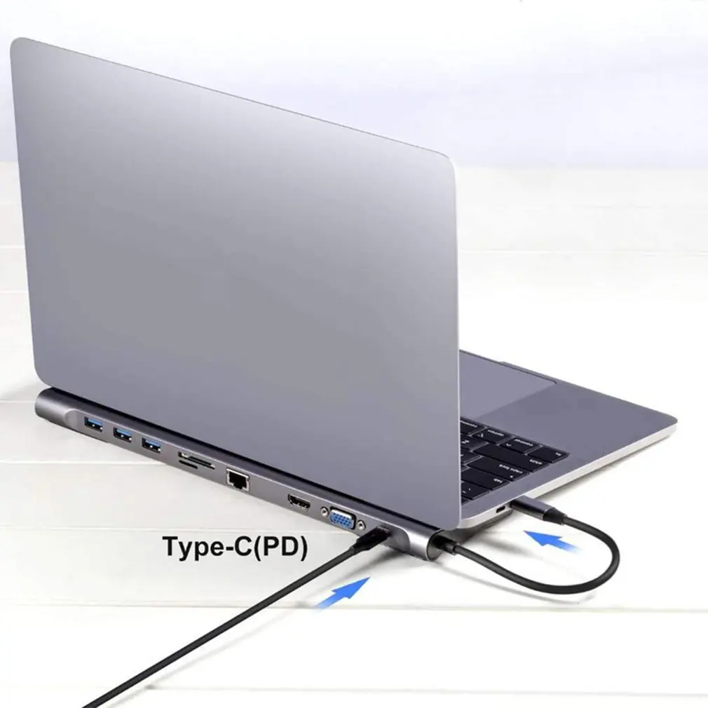 10 в 1 концентратор USB C 4 к док-станция Тип C HDMI RJ45 Gigabit Lan PD источник питания thunderbolt 3 Для iMac air surface book