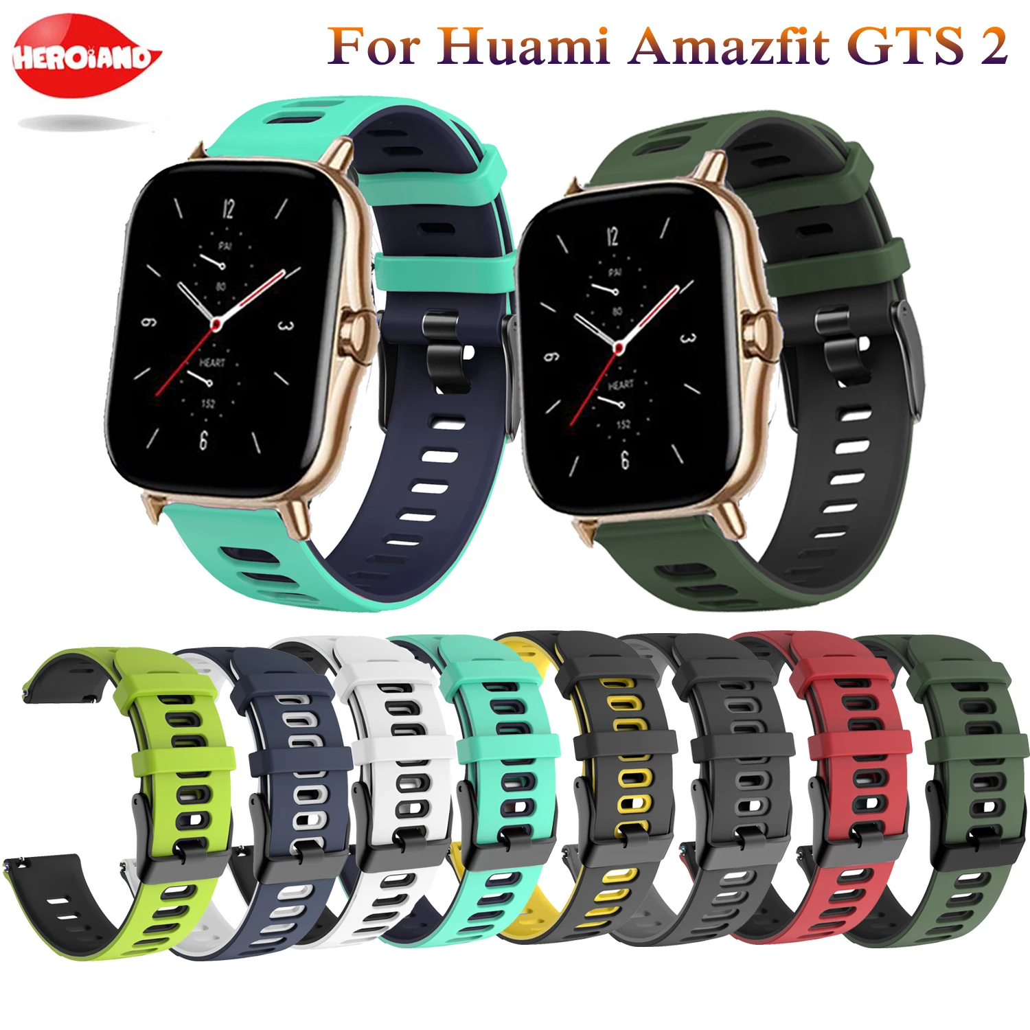 

For Huami Amazfit GTS 2 / gts2 mini Bip U POP GTR 42mm Strap Silicone Bracelet 20mm Watch Band Replacement Breathable Watchbands