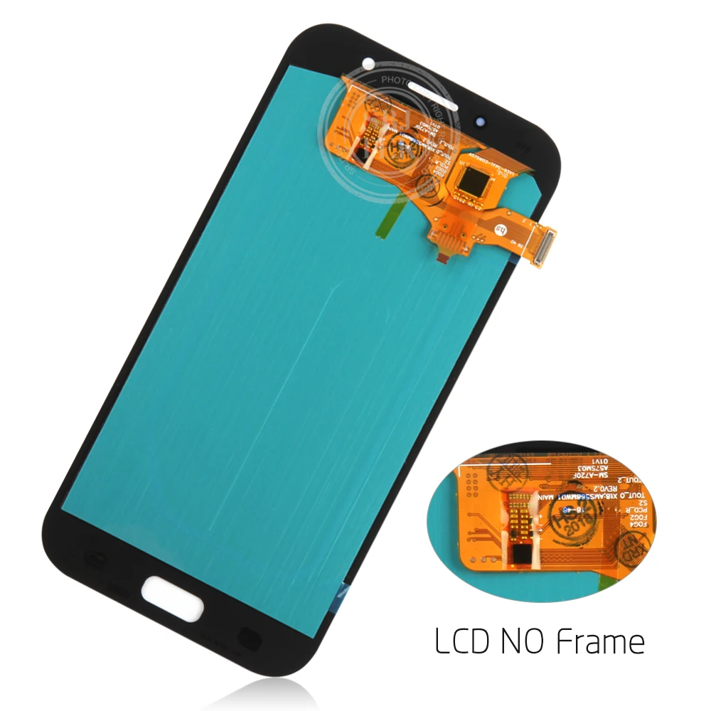 Ceny OLED TFT do SAMSUNG GALAXY A7 2017 wyświetlacz A720 LCD dotykowy digitizer czujnik szklany montaż z ramą do SAMSUNG A720F wyświetlacz