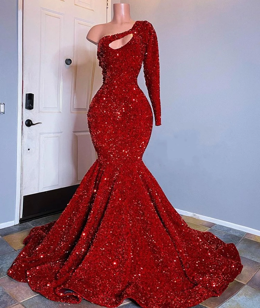 plus size red sequin gown