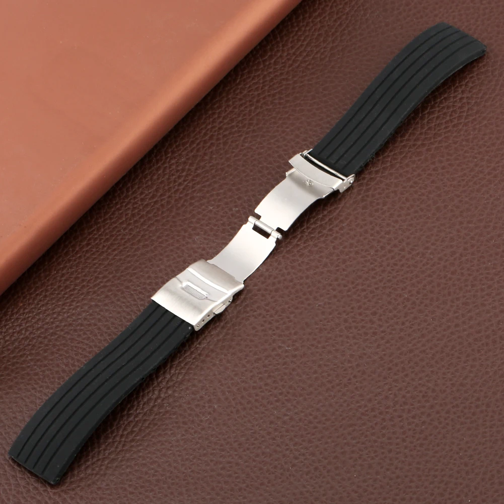 Силиконовый ремешок для часов прочный водонепроницаемый браслет наручных 18 мм 20