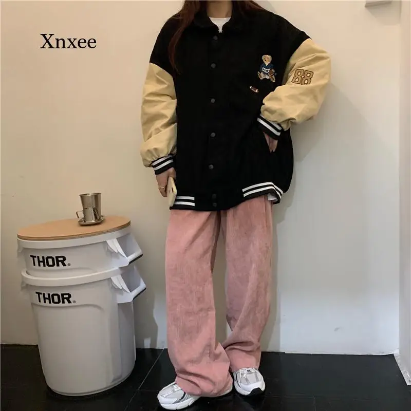 

2021 Autumn and Winter Women's College Style Retro Women's Baseball Uniform Stand-Up Collar Long-Sleeved Jacket Casual Jacket