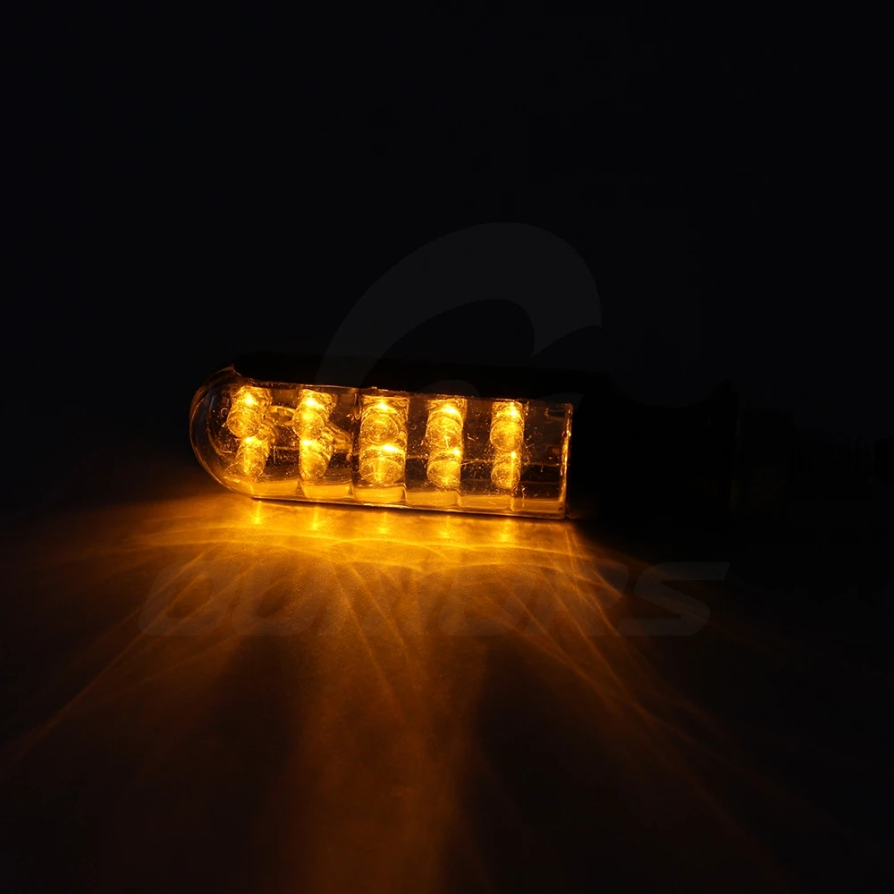 OUMURS 2 PCS Motorcycle LED Turn Signal Light 10mm Bolt Indicator Blinker Lamp Amber Universal Fits for 12V Yamaha Harley Motor