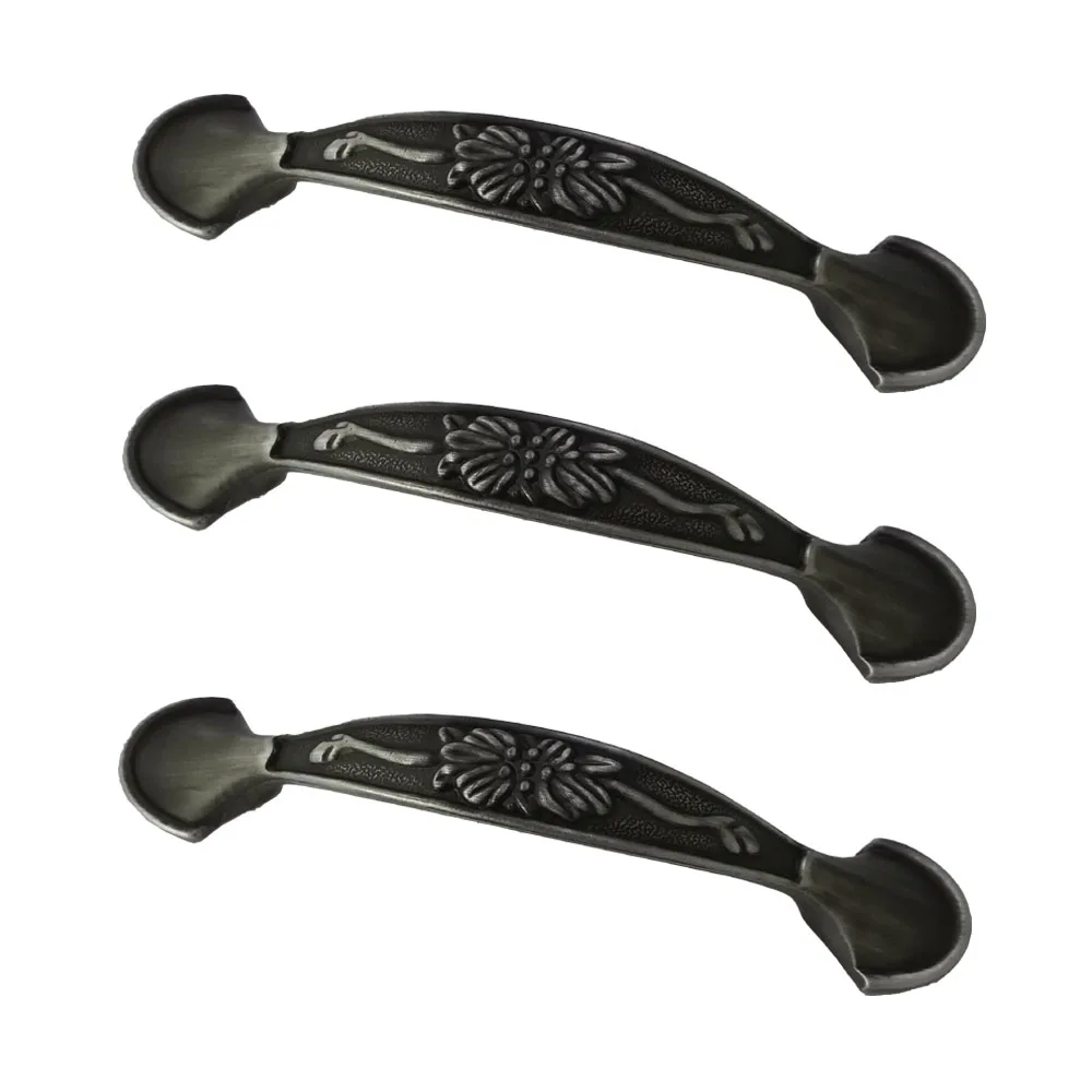 

96mm flower grey iron cabinet pull handle,zinc alloy kitchen hardware door handle
