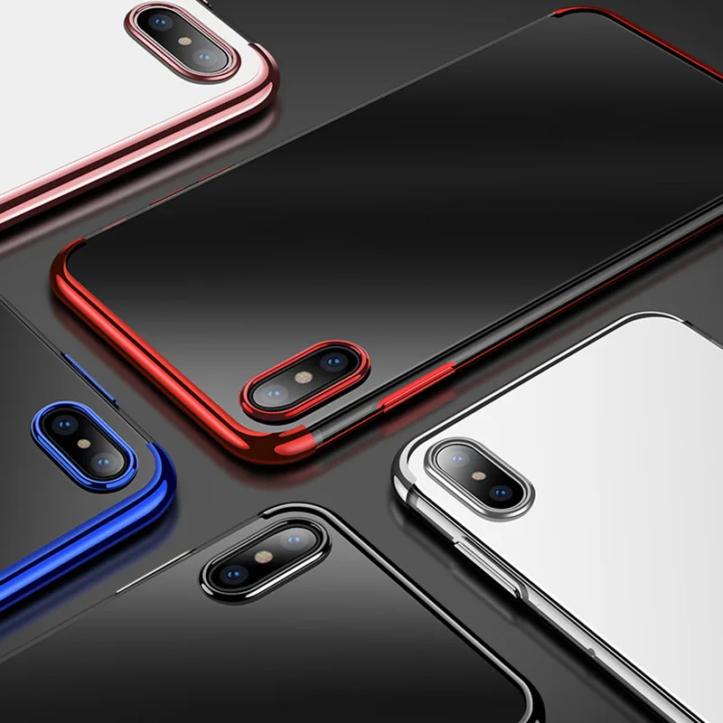 

Shockproof Plating Clear Slim Hybrid Bumper Case Cover For iPhone X SP99