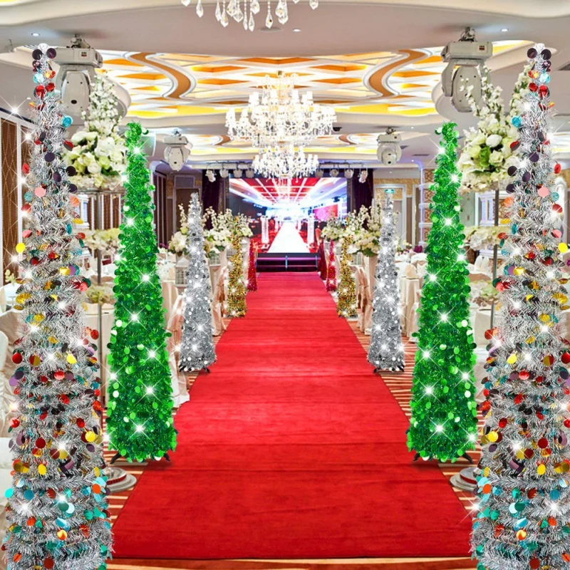 

1.5M Sequin Christmas Tree Collapsible Confetti Sprinkles Artificial Christmas Tree DIY Wedding Festive Party Decoration