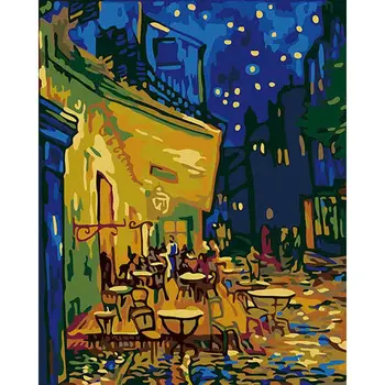 

SELILALI Coffee House Oil Painting By Numbers Kits For Adults HandPainted Acrylic 40x50cm Framed Drawing On Canvas Wall Decor
