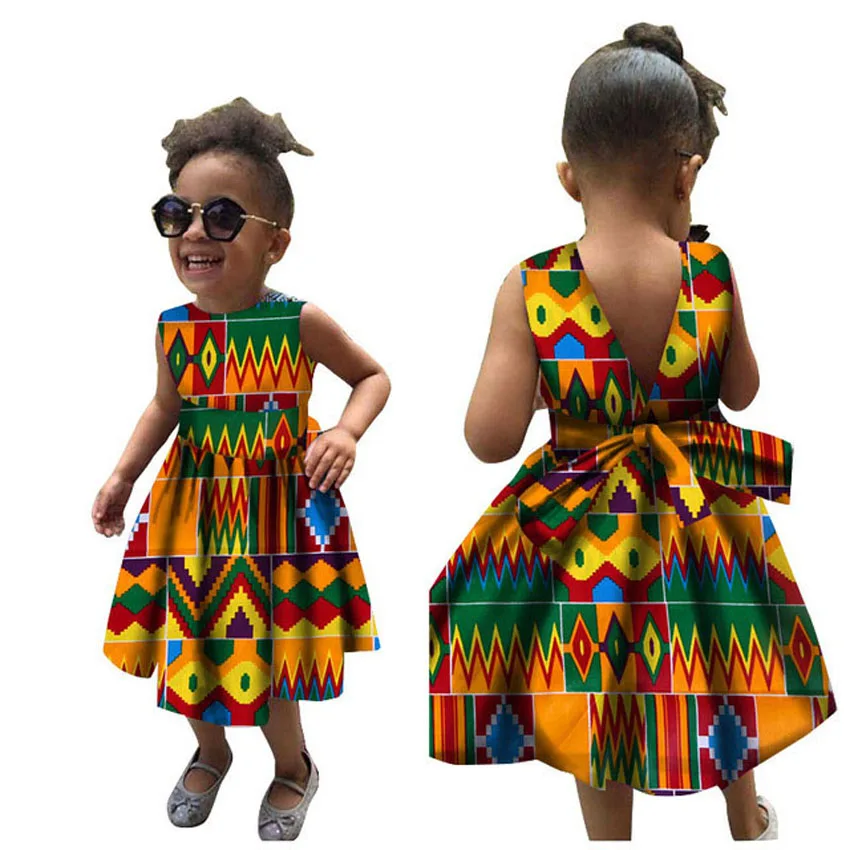 Детские летние платья в африканском стиле для девочек; Новинка года; Bazin; традиционная Дашики с цветочным принтом; винтажная одежда в африканском стиле - Цвет: Color11