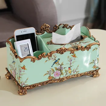 

European Luxury Resin Multi-function Paper Towel Remote Controller Receiving Box, Dining Table, American Creative Living Room Re