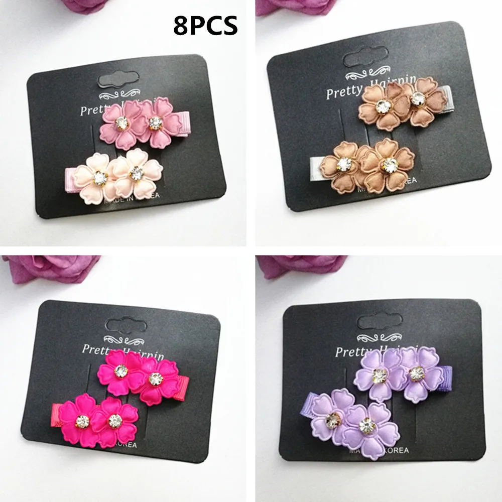 C-8pcs 6/8 шт./компл. модные Для женщин Девушки Симпатичные двойной цветок Стразы Заколки для волос красивые заколки орнамент нарисованной длинноволосой девочкой, аксессуары - Цвет: C-8pcs