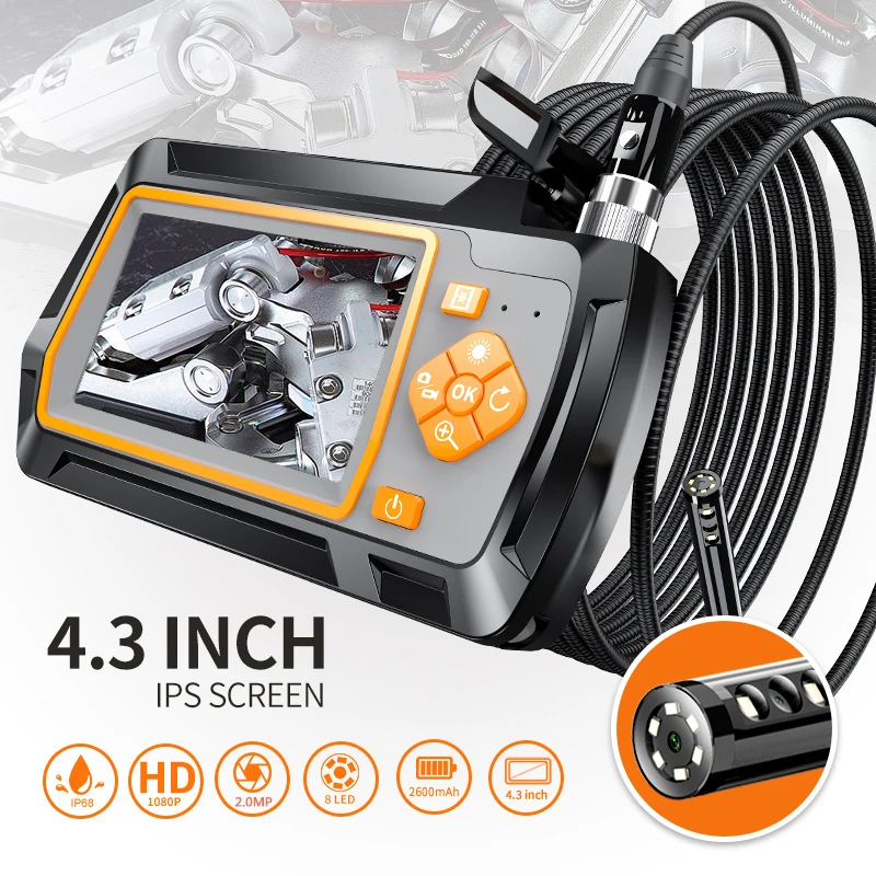 Dual Lens Endoscope 5.5mm Dual Camera 1080p Hd 4.3 "lcd Borescope