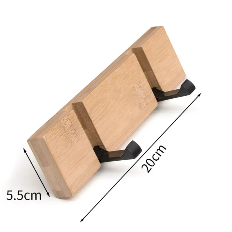 2 Hooks Rack Вешалка для одежды, Nailless складной крючок для пальто прихожая спальня на дверь для шляп вешалка для одежды кухня туалет стены Brack крюк, бамбуковый цвет - Цвет: 2 Hooks Rack