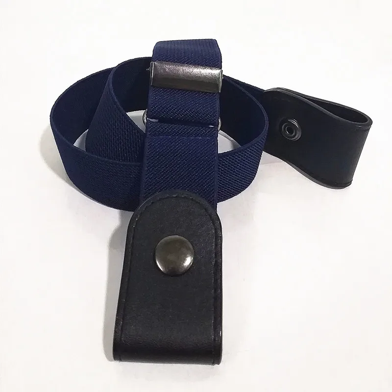 black blue Поясные ремни без пряжки для джинсовых брюк прямоугольная пряжка эластичный пояс для женщин/мужчин без выпуклости простой ленивый пояс - Цвет: black blue