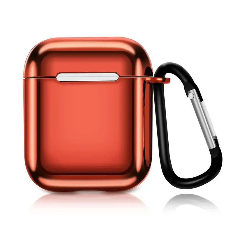 RED Ehomebuy Fashoin Airpods гальванический ТПУ ящик для хранения наушников чехол для наушников сплошной цвет беспроводной Bluetooth висячая пряжка - Цвет: RED