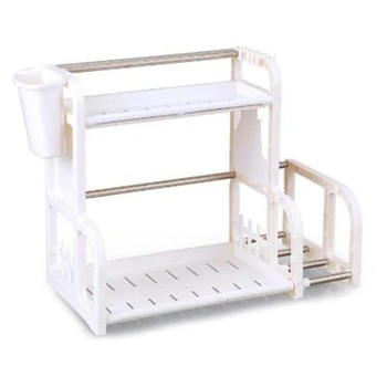 

Kitchen Organization Multifunctional 2 Layer Seasoning Cutting Board Double Shelf Storage Rack