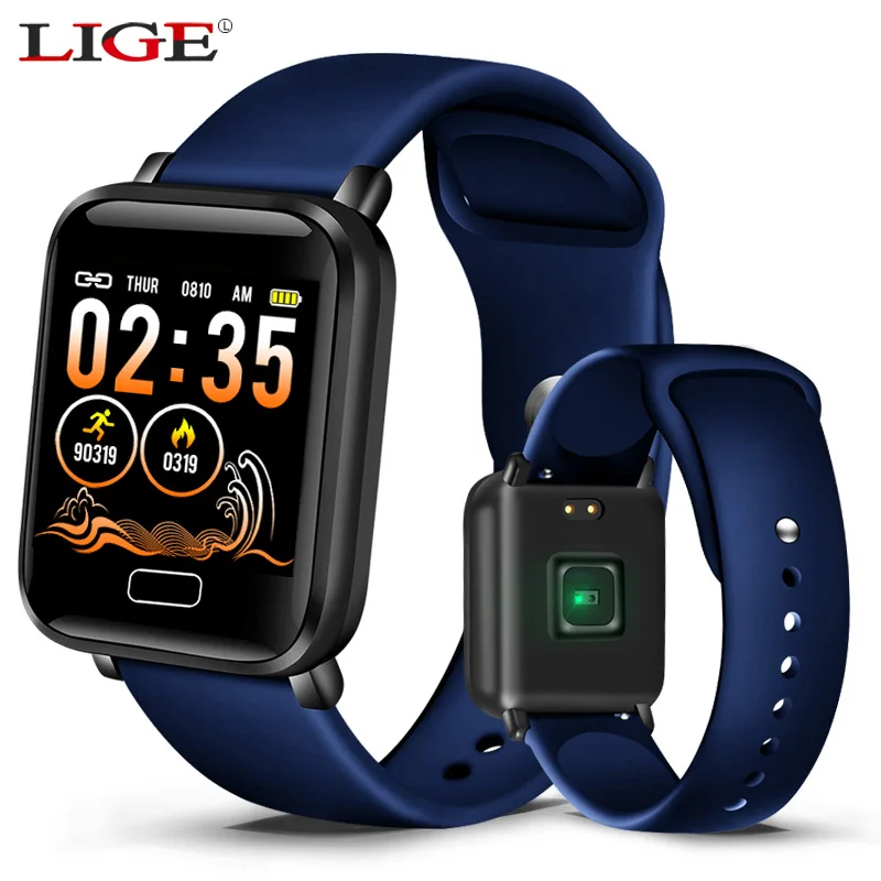 Woman Smart watches Waterproof Sports For Iphone phone Smartwatch Heart Rate Monitor Blood Pressure Functions For kid and Men - Цвет: Blue