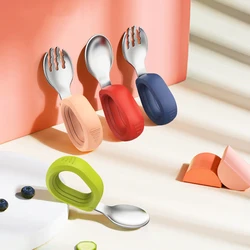 Baby Feeding Cute Stainless Steel Spoon Brand Kids Spoon Fork Set Utensils Feed Baby Things for Spoon and Fork
