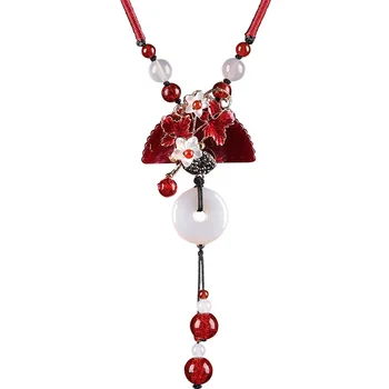 

Elegant Ladies Amulet Drop Stone Tassel Collier Pendentif Femme Chain Long Necklace Sweater Women Coat Best Jewelry Decorations