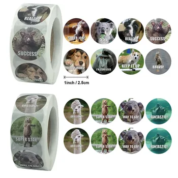 

500 Pcs/roll 2.5 CM Reward Stickers for Teachers Fun Motivational & Incentive Stickers for Kids Trendy Animal Meme Toys Stickers