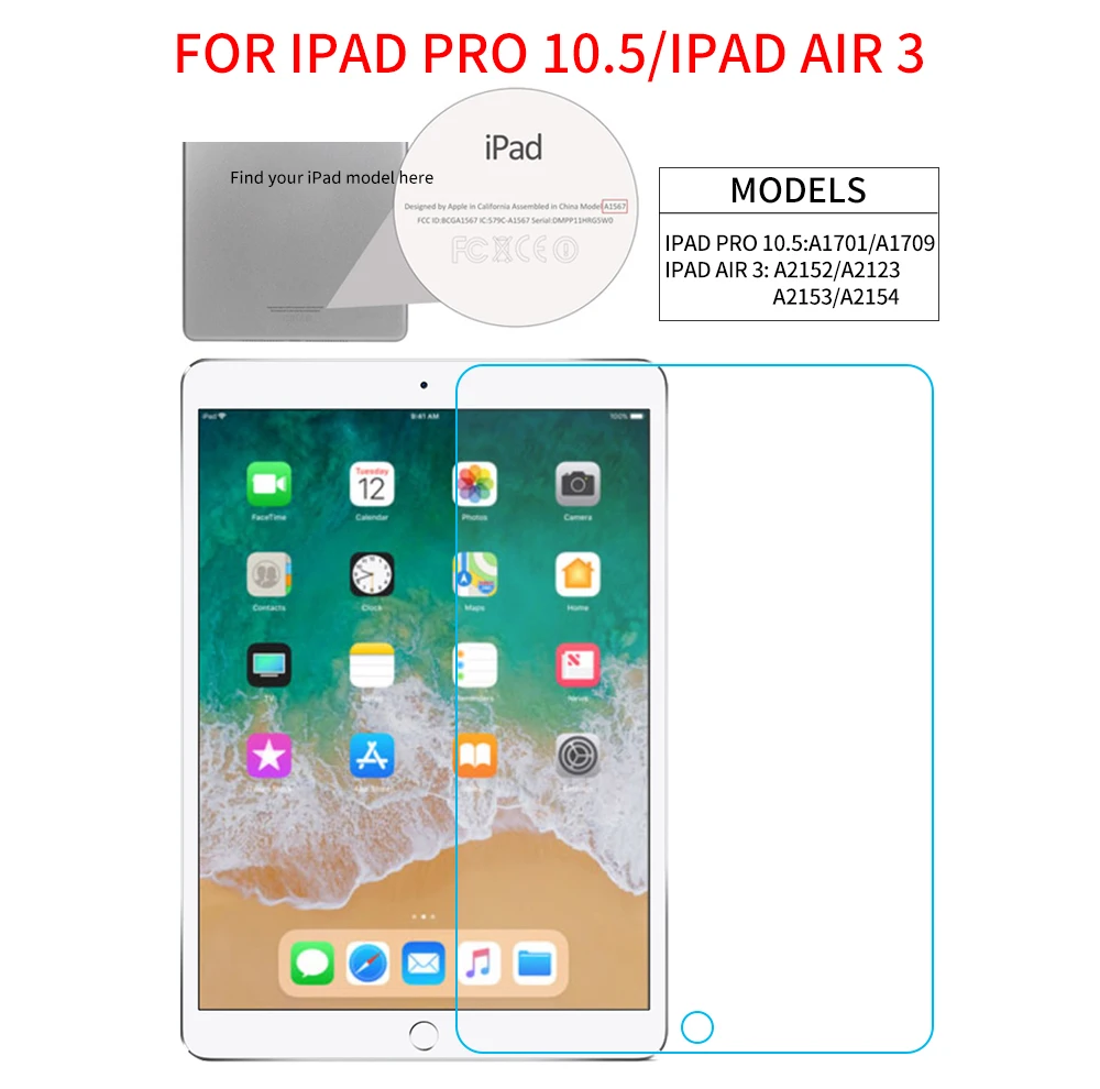 Для iPad iPhone 7 iPad7 Экран протектор для iPad Pro 11 10,5 закаленное Стекло пленка для iPad 10,2 9,7 воздуха 1 2 3 iPad mini 4 5 - Цвет: Pro 10.5 Air 3