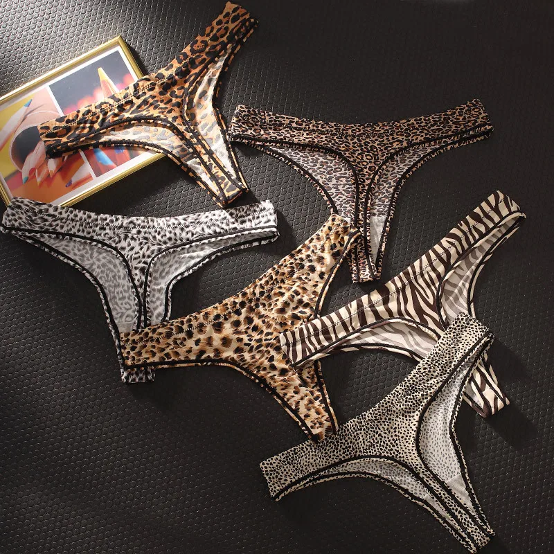 Della Stampa del leopardo Sexy A Vita Bassa Della Signora Perizoma di Alta elasticità Bodybuilding Biancheria Intima Delle Donne Mutandine E Boxer di Cotone Traspirante T-back