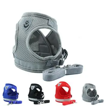 

Pet Dog Vest Harness Leash Adjustable Reflective Mesh Vest Dog Harness Collar Chest Strap Leash Harnesses With Traction Rope