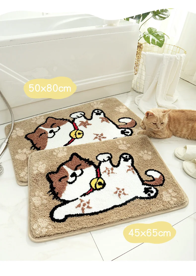 Стиль, японский стиль, кошка, домашняя ванная комната, водопоглощающий коврик, дверной коврик, домашний мультяшный коврик для спальни