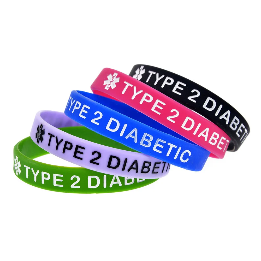 10 Braccialetti In Silicone Per La Consapevolezza Del Diabete - SayitBands Con Nastri Sbalzati