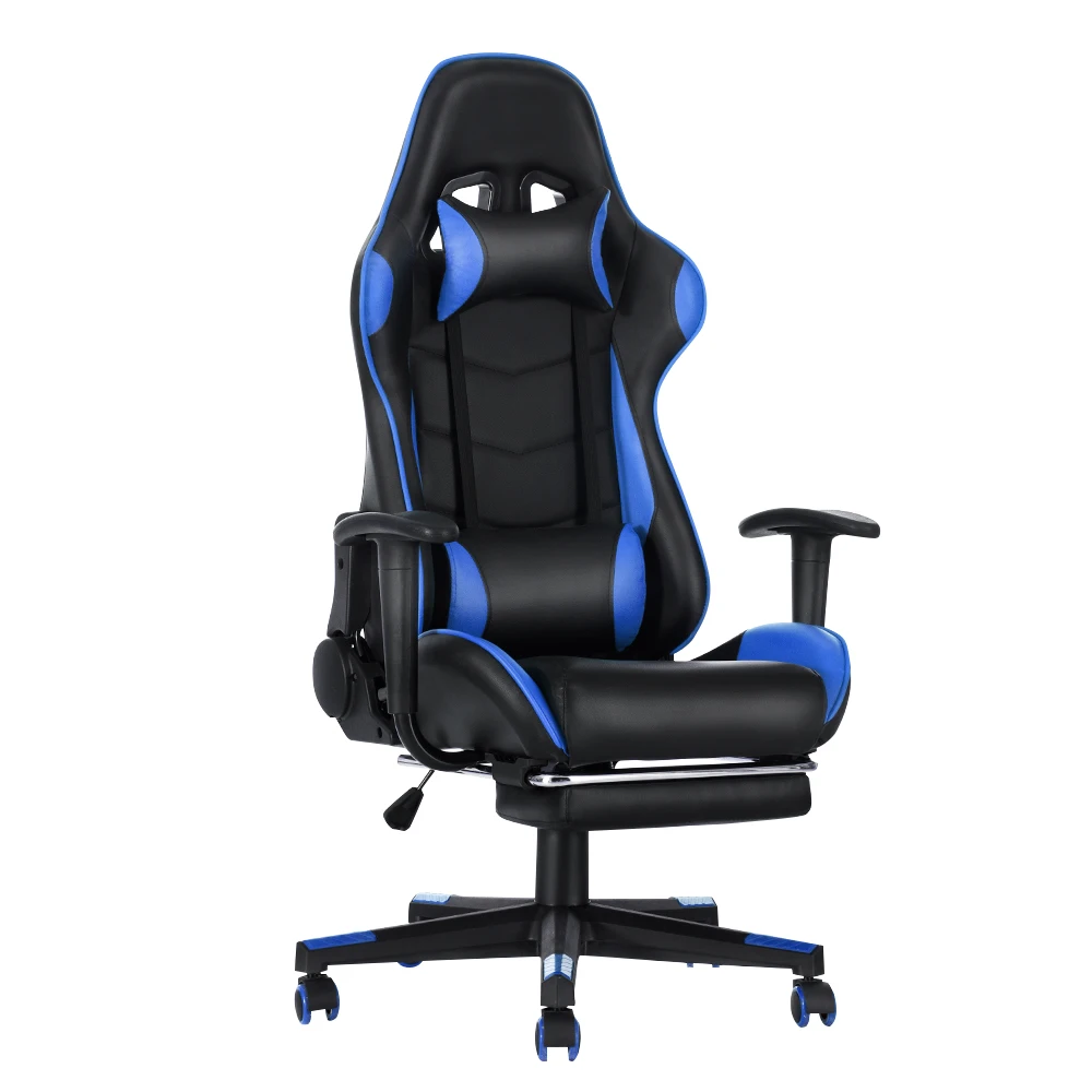 Gaming Sport Chair Swivel Gas Lift Lockable Reclining Chair with 5 Wheels Office Chair Adjustable Seat Height Pu Leather Seater