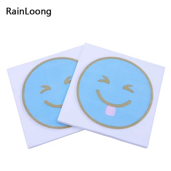 

[RainLoong] Print Blue Smile Face Patterned Paper Napkins Tissue For Party Decoration Decoupage 33*33cm 5 packs (20pcs/pack)