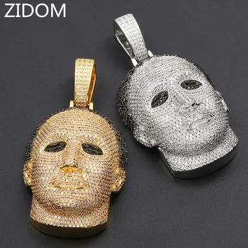 

Men Hip hop iced out bling mask pendant necklaces High quality micro pave AAA Zircon charm Hiphop necklace fashion jewelry