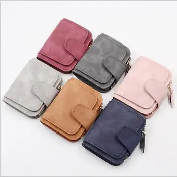 

Women's Wallets 2019 New Fashion PU Dull Polish Thread Solid Hasp Mini Short Length Wallets