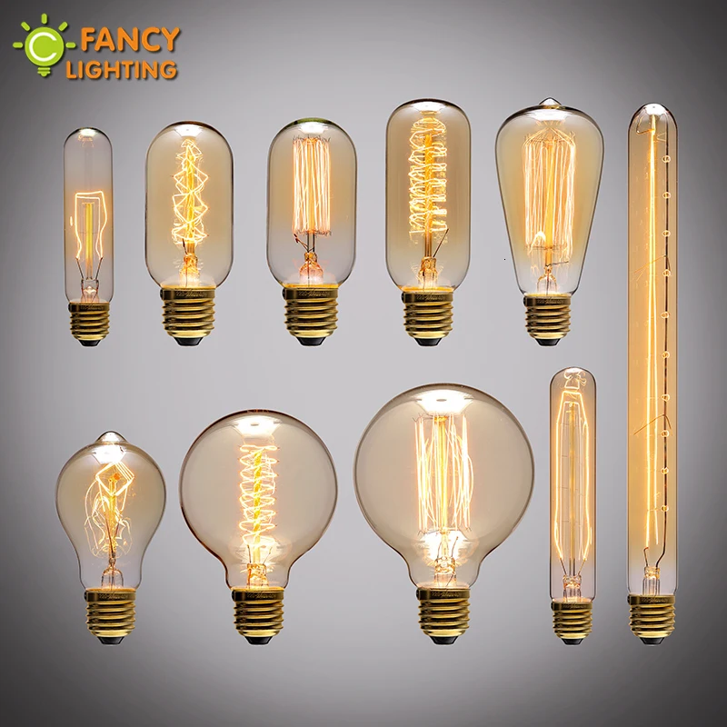 10 шт./лот, винтажная лампа E27/E14 Ретро Светильник лампы 110 V/220 V edison светодиодная лампа для дома/Декор в гостиную 40/60 W, лампы накаливания, лампы