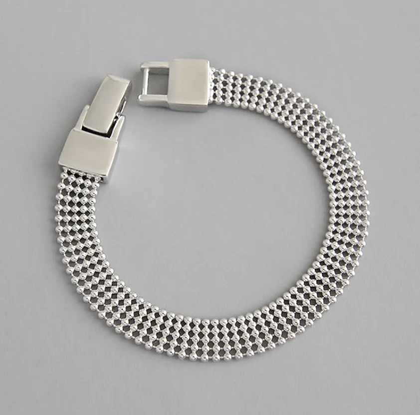 Винтажные браслеты из стерлингового серебра 925 пробы для женщин INS, многослойная цепочка из бисера, женский браслет, серебряный браслет на запястье