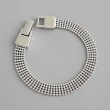 Винтажные браслеты из стерлингового серебра 925 пробы для женщин INS, многослойная цепочка из бисера, женский браслет, серебряный браслет на запястье