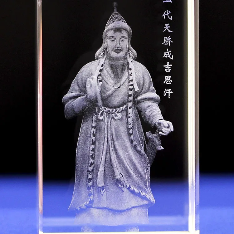 Прозрачное Хрустальное стекло Genghis khan 3D резные поделки стеклянные украшения