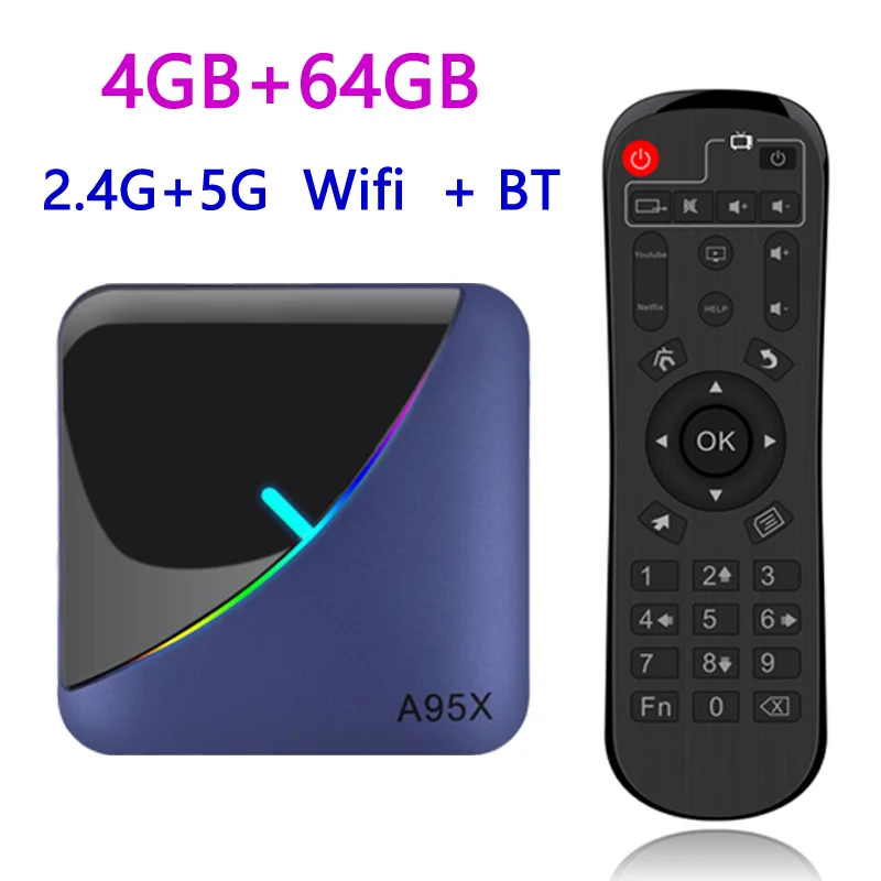 A95X F3 Смарт ТВ приставка RGB светильник Android 9,0 Amlogic S905X3 4G 32G 64G Wifi BT ТВ приставка Youtube 8 K 4 K IP tv медиаплеер - Цвет: 4G   64G