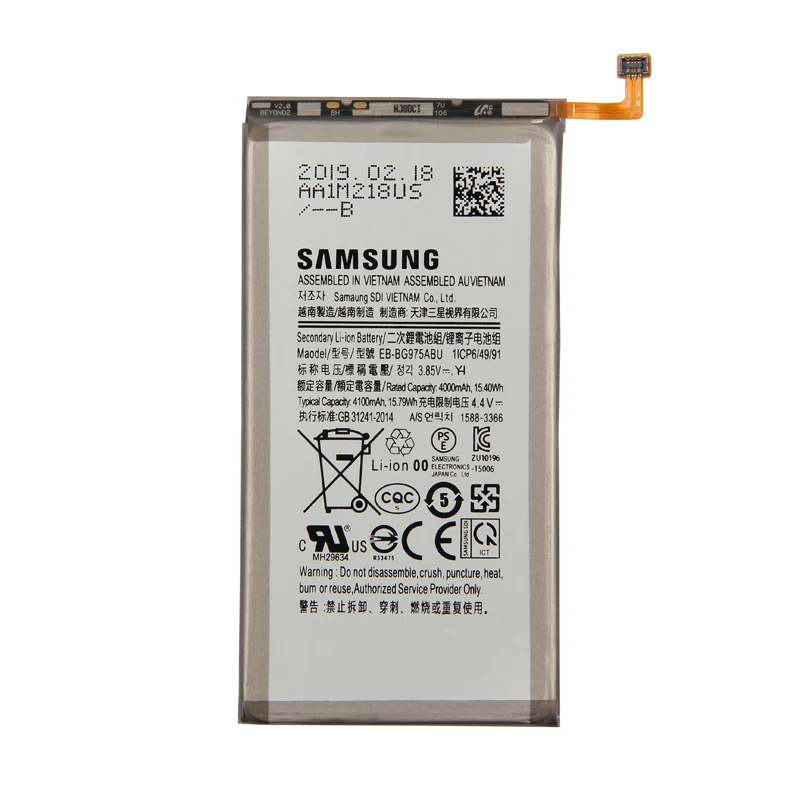 samsung высококачественный EB-BG975ABU Аккумулятор для телефона samsung GALAXY S10+ S10 Plus G9750 SM-G9750 S10Plus 4100 мАч