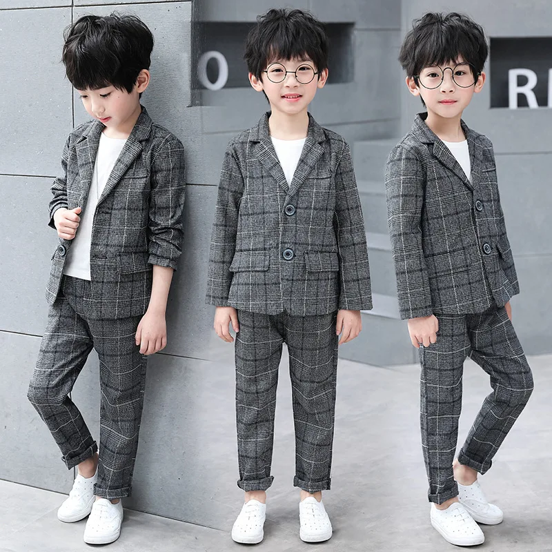 

Childrenswear New Style Set 2018 Autumn Clothing Korean-style Big Boy BOY'S Plaid Set Children Two-Piece Set