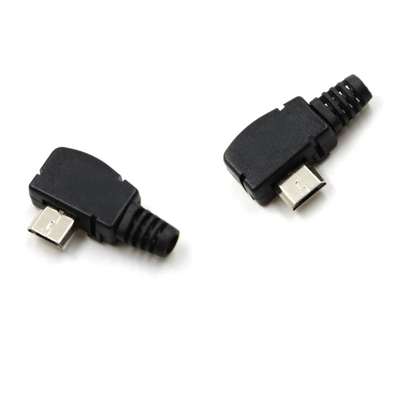 5 P порт под прямым углом Micro USB со штекерной розеткой, разъем с пластиковой крышкой