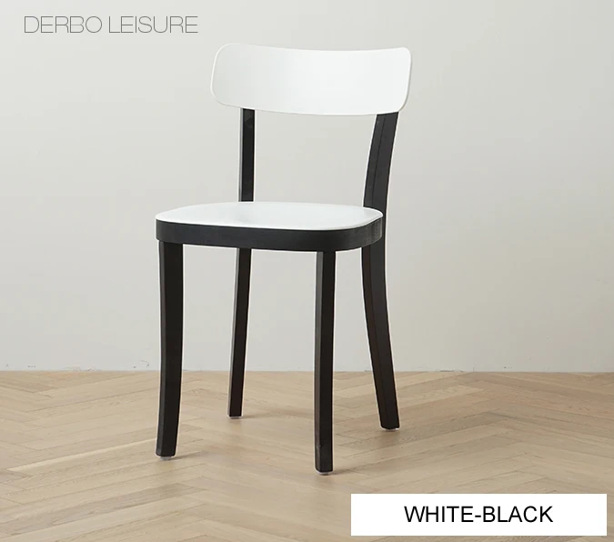 White-Black Современный классический модный популярный дизайн Лофт твердый бук деревянный красочный PP сиденье столовая в скандинавском стиле хороший боковой деревянный стул 1 шт - Цвет: White-Black