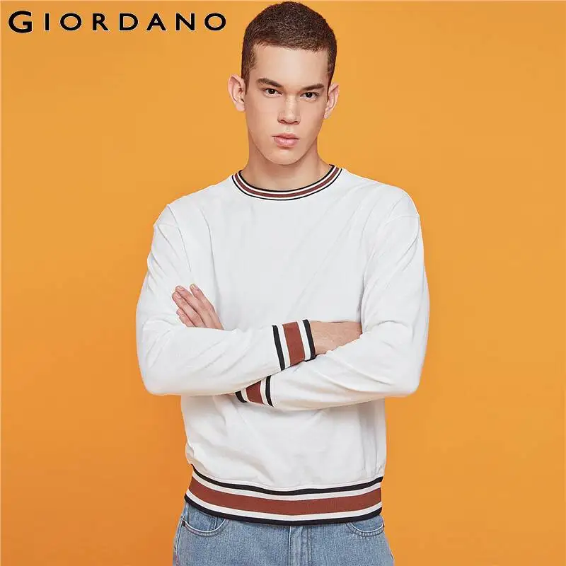 Giordano мужской джемпер с круглым вырезом под шею, из натурального хлопка, выполнен в нескольких цветовых вариантах
