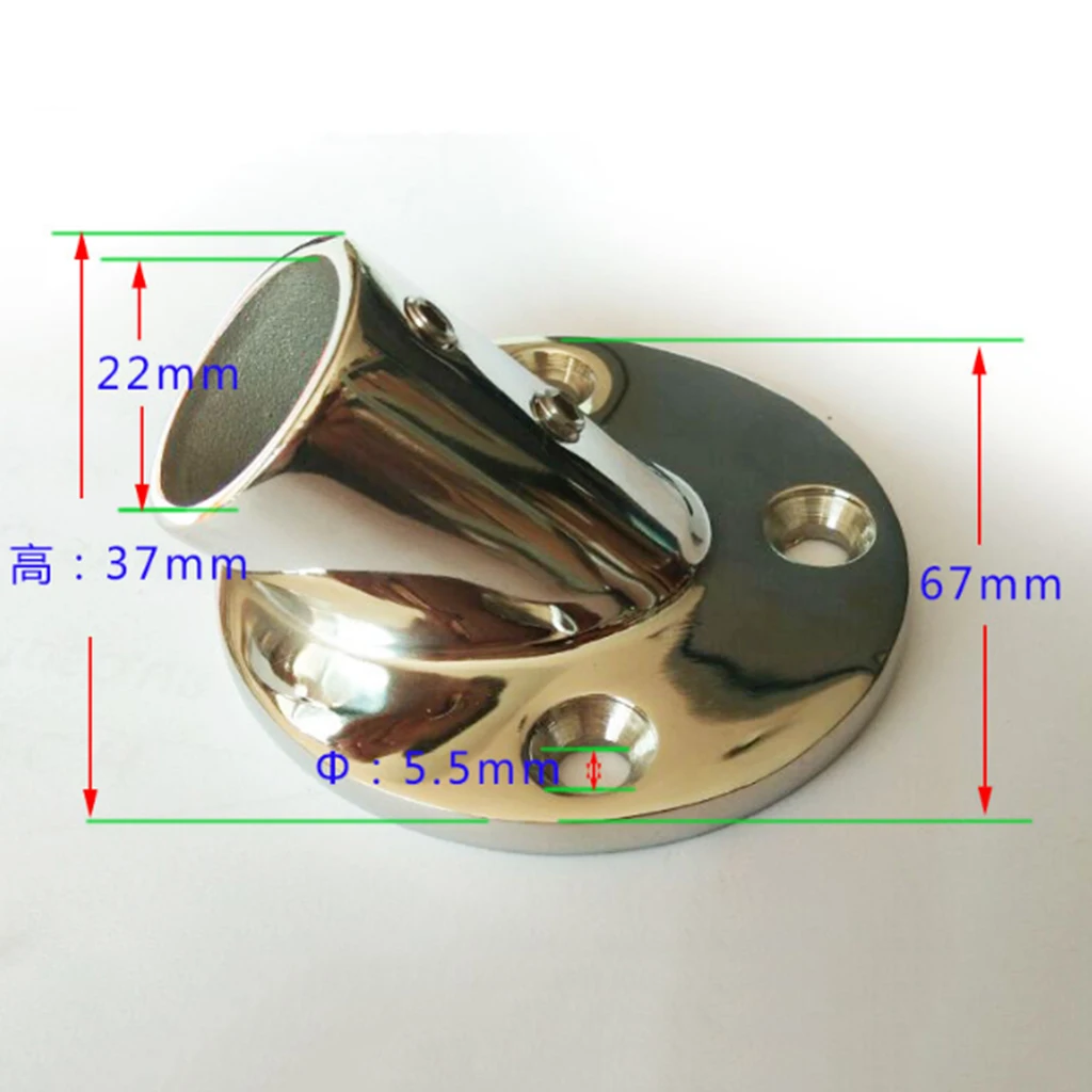 Handrail Fitting Manual Connector Socket 22mm Stainless Steel Boat