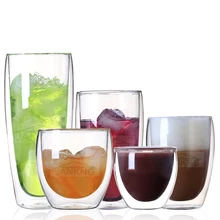 1 шт. стеклянная чашка с двойными стенками термостойкая кофейная стеклянная пивная питьевая стеклянная чайная кружка прозрачная посуда ручной работы креативный подарок