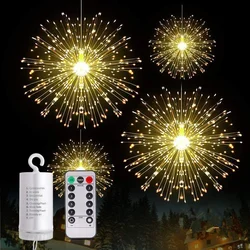 Outdoor LED Firework Light 120/180 LEDs Hanging Starburst String Fairy Light Waterproof Home Garden Christmas Decoration